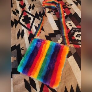 Rainbow fur crossbody bag